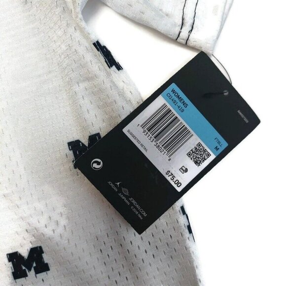 Jordan Michigan Wolverines Football Jersey Womens Size M Cropped Shirt Top White - Picture 6 of 10